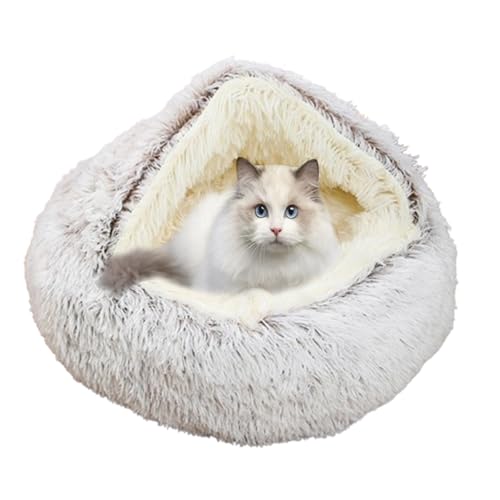 Katzenzelthäuser für den Innenbereich, Katzenbetthöhlen, 2-in-1-Haustierhöhle mit rutschfestem Boden, rundes Haustierbett, waschbar, halbgeschlossenes Kätzchen-Welpenversteck (60 x 60 x 20 cm, Kaffee) Katzenzelthäuser für den Innenbereich, Katzenbetthöhlen, 2-in-1-Haustierhöhle mit rutschfestem Boden, rundes Haustierbett, waschbar, halbgeschlossenes Kätzchen-Welpenversteck (60 x 60 x 20 cm, Kaffee) von DUOLEH