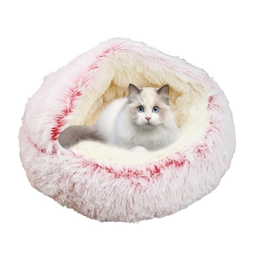 Katzenzelthäuser für den Innenbereich, Katzenbetthöhlen, 2-in-1-Haustierhöhle mit rutschfestem Boden, rundes Haustierbett, waschbar, halbgeschlossenes Kätzchen-Welpenversteck (60 x 60 x 20 cm, Rosa) Katzenzelthäuser für den Innenbereich, Katzenbetthöhlen, 2-in-1-Haustierhöhle mit rutschfestem Boden, rundes Haustierbett, waschbar, halbgeschlossenes Kätzchen-Welpenversteck (60 x 60 x 20 cm, Rosa) von DUOLEH