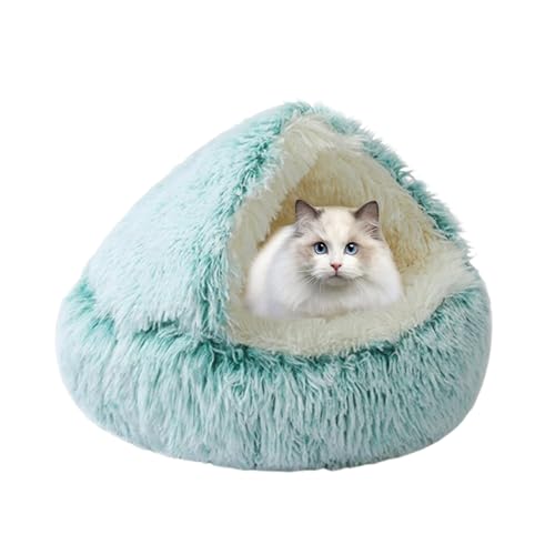 Katzenzelthäuser für den Innenbereich, Katzenbetthöhlen, 2-in-1-Haustierhöhle mit rutschfestem Boden, rundes Haustierbett, waschbar, halbgeschlossenes Kätzchen-Welpenversteck (60 x 60 x 20 cm, grün) Katzenzelthäuser für den Innenbereich, Katzenbetthöhlen, 2-in-1-Haustierhöhle mit rutschfestem Boden, rundes Haustierbett, waschbar, halbgeschlossenes Kätzchen-Welpenversteck (60 x 60 x 20 cm, grün) von DUOLEH
