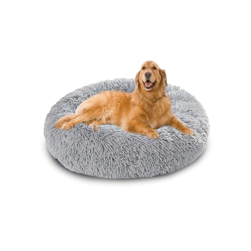 Orthopädische Hundebetten, Anti-Angst, beruhigendes Hundesofa, waschbar, weiche Plüsch-Matratze, für kleine, mittelgroße und große Haustiere mit rutschfester Unterseite (100 x 100 x 20 cm, Hellgrau) Orthopädische Hundebetten, Anti-Angst, beruhigendes Hundesofa, waschbar, weiche Plüsch-Matratze, für kleine, mittelgroße und große Haustiere mit rutschfester Unterseite (100 x 100 x 20 cm, Hellgrau) von DUOLEH