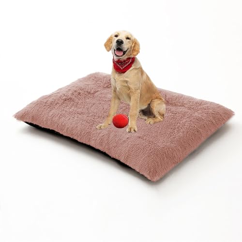 Orthopädisches Hundesofa, Hundesofa mit abnehmbarem, waschbarem Bezug, rechteckig, mittelgroße und große Haustiermatratze, Anti-Angst-Welpenkissen, 70 x 50 x 8 cm, Rosa von DUOLEH