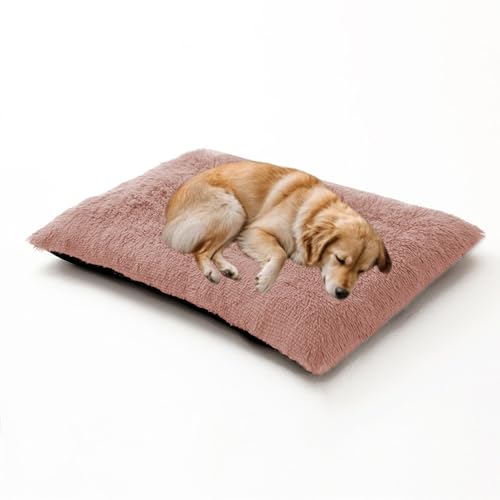 Rechteckiges Hundebett, warm, waschbar, orthopädische Hundebetten und Couch, Haustier-Sofa-Kissenmatte, kleine Medien, große Haustierbox-Matratze mit rutschfester Unterseite (65 x 48 x 8 cm, Rosa) von DUOLEH