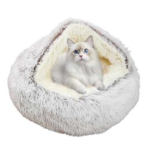 Warme und gemütliche Katzenhöhlenbetten für den Innenbereich, beruhigendes rundes Katzenbett, Haustierhöhle mit rutschfester Unterseite, halbgeschlossene Haustierhäuser für Kätzchen und Welpen (61 cm Warme und gemütliche Katzenhöhlenbetten für den Innenbereich, beruhigendes rundes Katzenbett, Haustierhöhle mit rutschfester Unterseite, halbgeschlossene Haustierhäuser für Kätzchen und Welpen (61 cm von DUOLEH