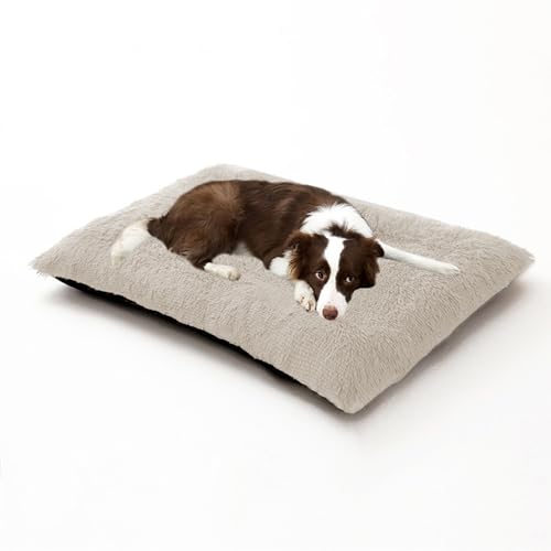 Waschbare, rechteckige Hundebetten, beruhigende, flauschige Haustiermatratze, Anti-Angst-Hundematratze, orthopädische Haustier-Sofabetten, Welpen-Kissen mit rutschfester Unterseite (65 x 48 x 8 cm von DUOLEH