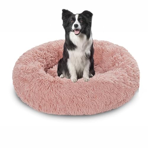 Waschbare Anti-Angst-Hundebetten für den Innenbereich, beruhigendes Hundebett, flauschiger Plüsch, runde Kuschelmatratze, wärmendes Donut-Kissen mit rutschfester Unterseite (110 x 110 x 20 cm, Rosa) Waschbare Anti-Angst-Hundebetten für den Innenbereich, beruhigendes Hundebett, flauschiger Plüsch, runde Kuschelmatratze, wärmendes Donut-Kissen mit rutschfester Unterseite (110 x 110 x 20 cm, Rosa) von DUOLEH