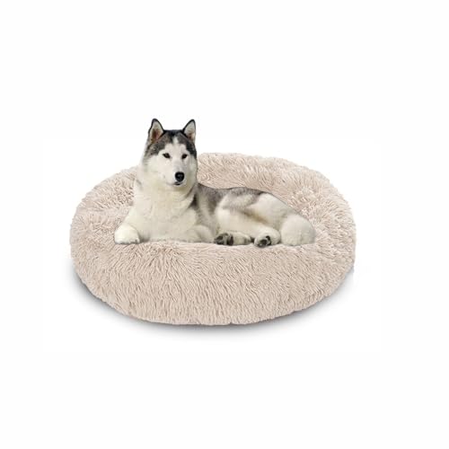 Waschbares großes Hundebett, orthopädische, beruhigende Hundebetten, Matratze, Matten, wärmende Donut-Kissen für den Innenbereich, rutschfestes Haustierkissen für Käfig (150 x 150 x 20 cm, gebrochenes von DUOLEH