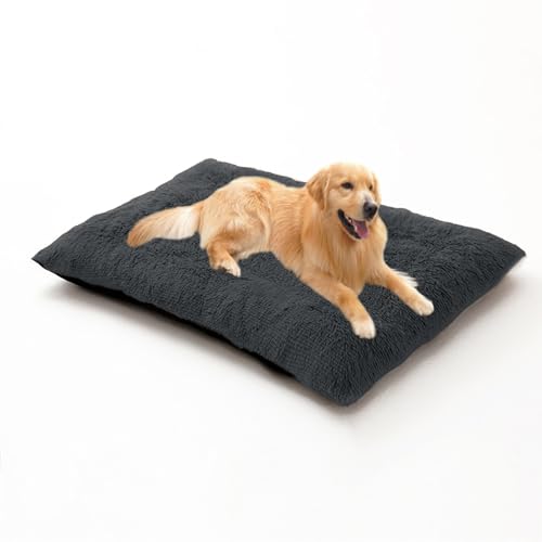 Weiches und flauschiges Hundebett, extra groß, Anti-Angst-Kissen, waschbar, rechteckig, Haustiermatratze, mit rutschfester Unterseite, 122 x 85 x 12 cm, Dunkelgrau Weiches und flauschiges Hundebett, extra groß, Anti-Angst-Kissen, waschbar, rechteckig, Haustiermatratze, mit rutschfester Unterseite, 122 x 85 x 12 cm, Dunkelgrau von DUOLEH