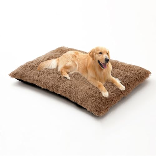 Weiches und flauschiges Hundebett, extra groß, Anti-Angst-Kissen, waschbar, rechteckig, Haustiermatratze, mit rutschfester Unterseite, 78 x 55 x 10 cm, Khaki Weiches und flauschiges Hundebett, extra groß, Anti-Angst-Kissen, waschbar, rechteckig, Haustiermatratze, mit rutschfester Unterseite, 78 x 55 x 10 cm, Khaki von DUOLEH