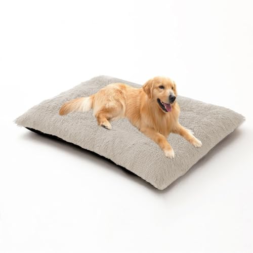 Weiches und flauschiges Hundebett, extra groß, Anti-Angst-Kissen, waschbar, rechteckig, Haustiermatratze, mit rutschfester Unterseite, 93 x 65 x 10 cm, gebrochenes Weiß Weiches und flauschiges Hundebett, extra groß, Anti-Angst-Kissen, waschbar, rechteckig, Haustiermatratze, mit rutschfester Unterseite, 93 x 65 x 10 cm, gebrochenes Weiß von DUOLEH