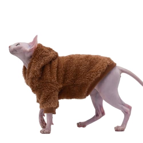 DUOMASUMI Haarlose Katzenkleidung, warm, bequeme Katzenbekleidung für Sphynx-Katzen, Devon-Katzen, kornische Katzen und kleine Katzen, Braun, Größe XXL von DUOMASUMI