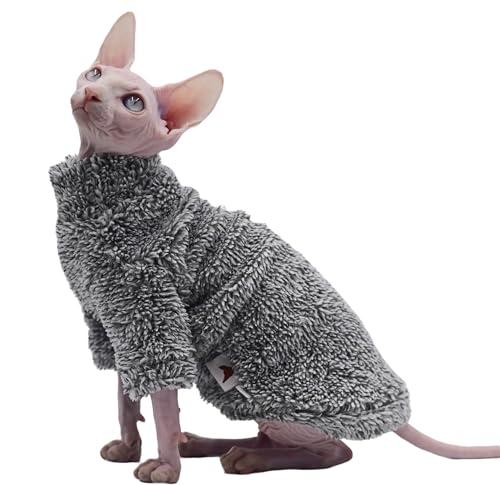 DUOMASUMI Haarlose Katzenkleidung, warm, bequeme Katzenbekleidung für Sphynx-Katzen, Devon-Katzen, kornische Katzen und kleine Katzen, Grau, Größe S von DUOMASUMI