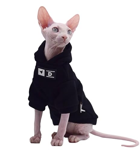 DUOMASUMI Haarlose Katzenkleidung, warm, bequeme Katzenbekleidung für Sphynx-Katzen, Devon-Katzen, kornische Katzen und kleine Katzen, Schwarz, Größe XXL von DUOMASUMI