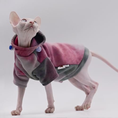 Duo MASUMI haarlose Katzenkleidung für Herbst und Winter, warm, dick, Fleece, Sphynx, warme Katzenkleidung für Devon, Cornish, Peterbald (Größe XXL) von DUOMASUMI