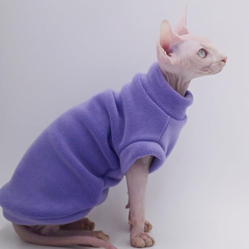 Haarlose Katzenkleidung, Herbst/Winter, warmes Fleece, superweich, dehnbar, für Sphynx, Devon, Konis, kleine Katzen und Hunde, Grün, Größe L von DUOMASUMI