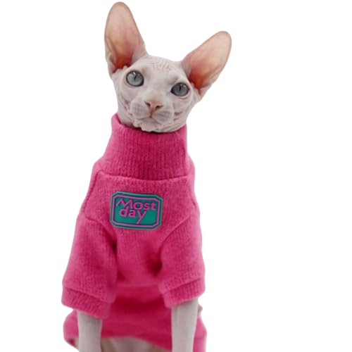 Sphynx Katzenkleidung, Herbst und Winter, verdickt, warm, gesteppt, Katzen Pulli Shirt, haarlose Katzenkleidung, Devon Katzen-Shirt, Haustier-Katzenkleidung, Größe XL, Rosenrot Sphynx Katzenkleidung, Herbst und Winter, verdickt, warm, gesteppt, Katzen Pulli Shirt, haarlose Katzenkleidung, Devon Katzen-Shirt, Haustier-Katzenkleidung, Größe XL, Rosenrot von DUOMASUMI