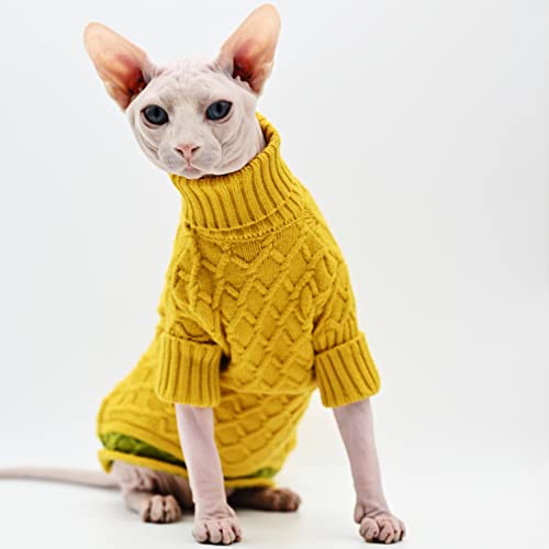 Sphynx Katzenkleidung, gestrickt, weich, High-End-Mode, hoher Hals, verdickt, warm, für den Winter, haarlose Katzenkleidung, Devon Cornish Cat Clothes (groß) von DUOMASUMI