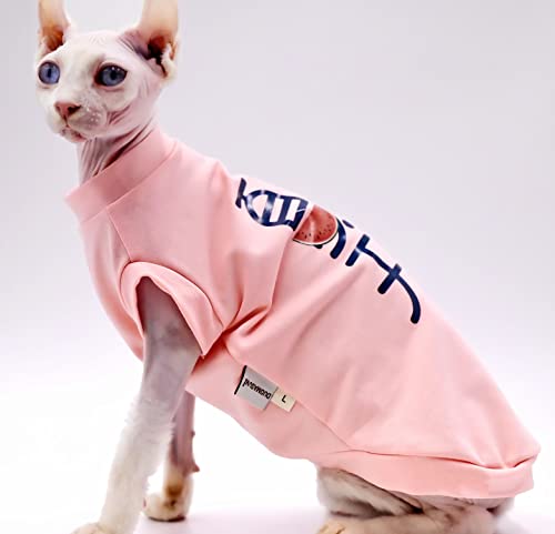 Sphynx Katzenkleidung aus Baumwolle, Frühling und Sommer, dünn, hochdehnbar, haarlose Katzenkleidung für Devon Rex, Konish Kleidung für kleine Katzen und Hunde (Rosa, XS) von DUOMASUMI