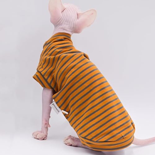 Sphynx Katzenkleidung aus Baumwolle, Frühling und Sommer, dünn, hohe Elastizität, Devon Rex, Konish Kleidung, haarlose Katzenkleidung, Katzenbekleidung für kleine Katzen und Hunde (Braun, Größe M) Sphynx Katzenkleidung aus Baumwolle, Frühling und Sommer, dünn, hohe Elastizität, Devon Rex, Konish Kleidung, haarlose Katzenkleidung, Katzenbekleidung für kleine Katzen und Hunde (Braun, Größe M) von DUOMASUMI