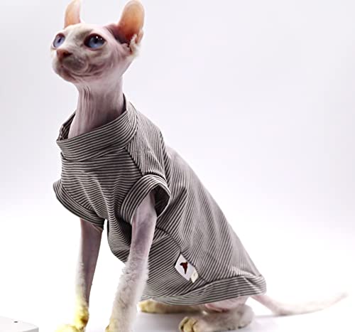 Sphynx Katzenkleidung aus Baumwolle, Frühling und Sommer, dünn, hohe Elastizität, Devon Rex, Konish Kleidung, haarlose Katzenkleidung, Katzenbekleidung für kleine Katzen und Hunde (Grau, Medium) von DUOMASUMI