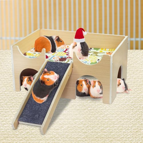 Verbessertes Meerschweinchen-Schloss, stabiles Meerschweinchenversteck aus Holz Verbessertes Meerschweinchen-Schloss, stabiles Meerschweinchenversteck aus Holz von DUOQNY