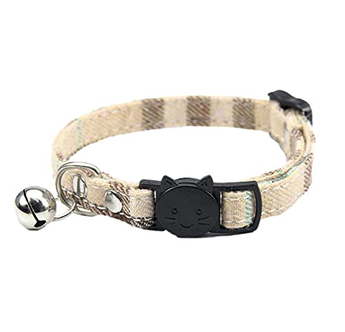 DUORUIMI Katzenhalsband mit Glöckchen, Sicherheits-Schnellverschluss, verstellbar, für Haustiere, Kätzchen, Karomuster von DUORUIMI