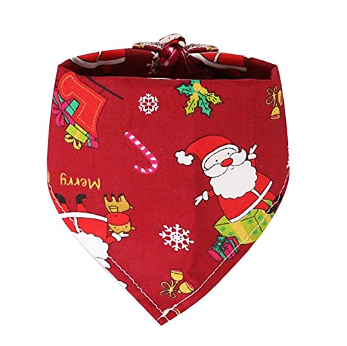 DUORUIMI Weihnachten Hund Bandana Dreieckstuch Halstuch Waschbar Verstellbar Geschenk für Hunde Welpen Haustiere Santa Cartoon Muster von DUORUIMI