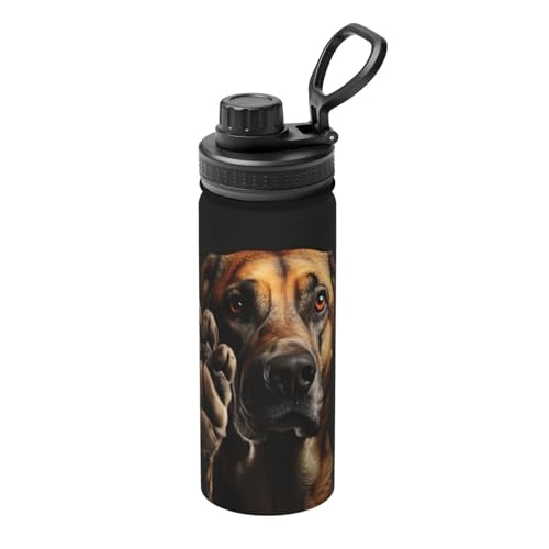 Isolierte Sport-Wasserflasche mit Hundepfotenabdruck-Motiv, Edelstahl, ideal für Outdoor, Sport und Camping von DURAGS