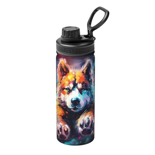 Isolierte Sport-Wasserflasche mit Hundepfotenabdruck-Motiv, Edelstahl, ideal für Outdoor, Sport und Camping von DURAGS