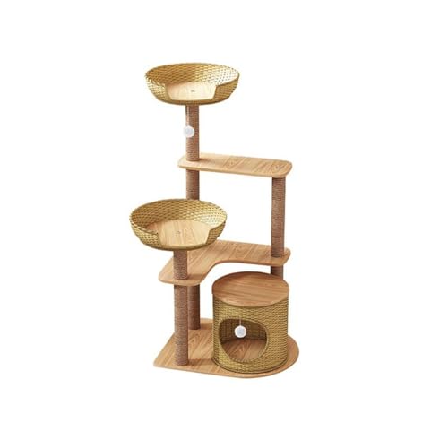 Rattan-Katzenklettergerüst, Katzennest Katzenbaum Katzenspielzeuge Katzenkratzbrett Sisal Große Klettersäule Katzenkratzbaum von DURAGS