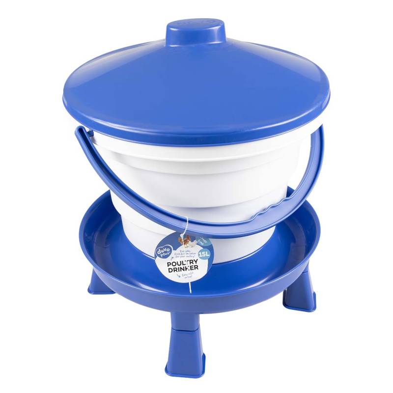Duvoplus Hühner-Tränke mit Griff & Füßen - blau - 15L - 39x39x46cm Duvoplus Hühner-Tränke mit Griff & Füßen - blau - 15L - 39x39x46cm von DUVO