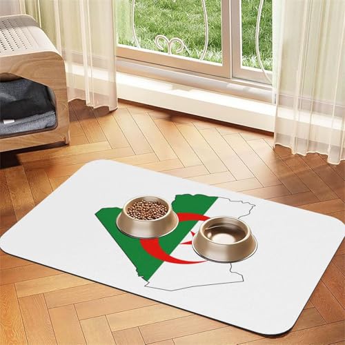 Algerien Flagge Karte Druck Haustier Futtermatte Hundematte für Futter und Wasser Napf Hunde Wasserspender Matte Hunde Zubehör Algerien Flagge Karte Druck Haustier Futtermatte Hundematte für Futter und Wasser Napf Hunde Wasserspender Matte Hunde Zubehör von DUWAA