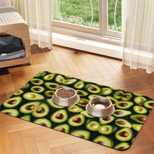 Avocado-Muster Druck Haustier Fütterungsmatte Hundematte für Futter und Wassernapf Hunde Wasserspender Matte Hunde Zubehör Avocado-Muster Druck Haustier Fütterungsmatte Hundematte für Futter und Wassernapf Hunde Wasserspender Matte Hunde Zubehör von DUWAA