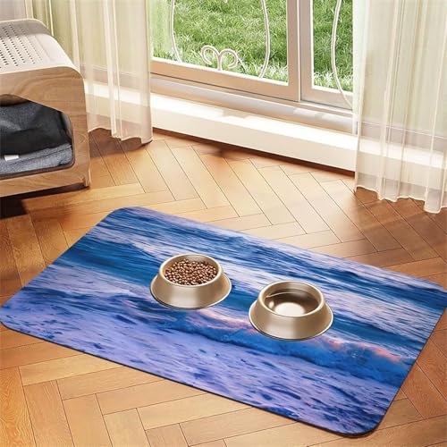 Beach Sunset Ocean Waves Print Pet Feeding Mat Dog Mat for Food and Water Bowl Dogs Water Dispenser Mat Dogs Accessories Beach Sunset Ocean Waves Print Pet Feeding Mat Dog Mat for Food and Water Bowl Dogs Water Dispenser Mat Dogs Accessories von DUWAA