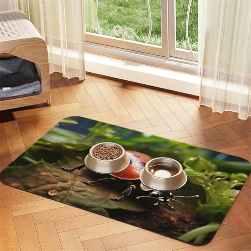 Beautiful Ladybug2 Print Pet Feeding Mat Dog Mat for Food and Water Bowl Dogs Water Dispenser Mat Dogs Accessories von DUWAA