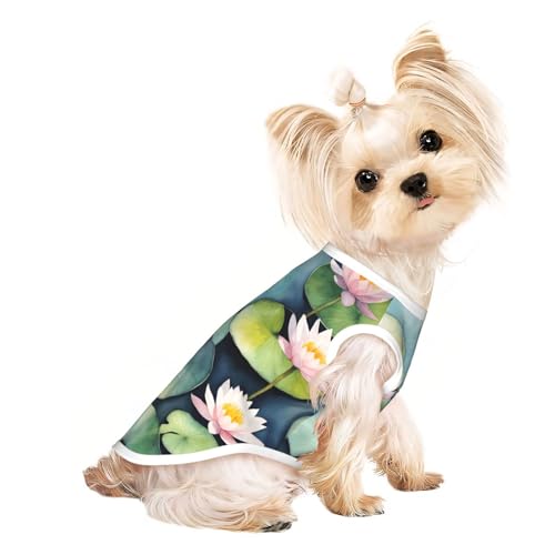 Black Lily Pads Print Hunde-Shirt, Sommer, Haustier-T-Shirt, dehnbar, für Katzen, Hunde, ärmelloses Tank-Top, Hundeweste Black Lily Pads Print Hunde-Shirt, Sommer, Haustier-T-Shirt, dehnbar, für Katzen, Hunde, ärmelloses Tank-Top, Hundeweste von DUWAA
