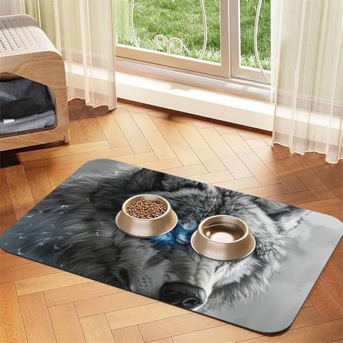 Blue Eyes Wolf Print Pet Feeding Mat Dog Mat for Food and Water Bowl Dogs Water Dispenser Mat Dogs Accessories Blue Eyes Wolf Print Pet Feeding Mat Dog Mat for Food and Water Bowl Dogs Water Dispenser Mat Dogs Accessories von DUWAA