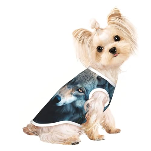 Blue Eyes Wolf2 Hunde-Shirt, Sommer, leicht, weich, atmungsaktiv, dehnbar, für Katzen und Hunde Blue Eyes Wolf2 Hunde-Shirt, Sommer, leicht, weich, atmungsaktiv, dehnbar, für Katzen und Hunde von DUWAA