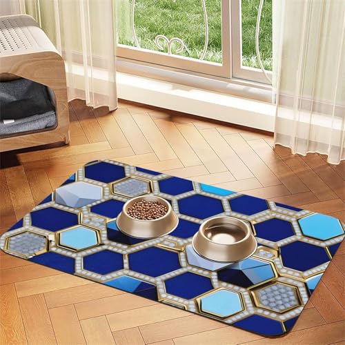 Blue Hexagons and Diamond Print Pet Feeding Mat Dog Mat for Food and Water Bowl Dogs Water Dispenser Mat Dogs Accessories Blue Hexagons and Diamond Print Pet Feeding Mat Dog Mat for Food and Water Bowl Dogs Water Dispenser Mat Dogs Accessories von DUWAA