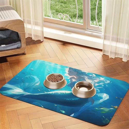 Blue Mermaid3 Print Pet Feeding Mat Dog Mat for Food and Water Bowl Dogs Water Dispenser Mat Dogs Accessories Blue Mermaid3 Print Pet Feeding Mat Dog Mat for Food and Water Bowl Dogs Water Dispenser Mat Dogs Accessories von DUWAA