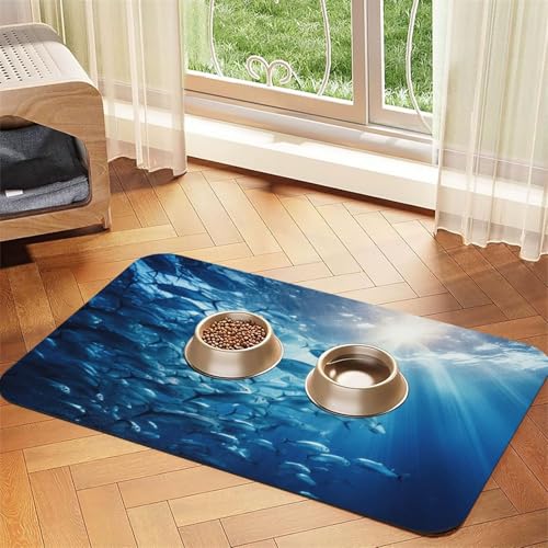 Blue Ocean Unterwasser-Futtermatte, Hundematte für Futter und Wassernapf, Wasserspendermatte, Hundezubehör von DUWAA