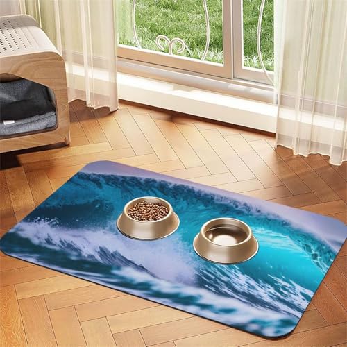 Blue Ocean Wave Print Pet Feeding Mat Dog Mat for Food and Water Bowl Dogs Water Dispenser Mat Dogs Accessories Blue Ocean Wave Print Pet Feeding Mat Dog Mat for Food and Water Bowl Dogs Water Dispenser Mat Dogs Accessories von DUWAA