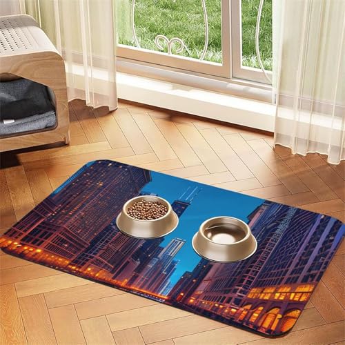 Chicago Night Print Pet Feeding Mat Dog Mat for Food and Water Bowl Dogs Water Dispenser Mat Dogs Accessories Chicago Night Print Pet Feeding Mat Dog Mat for Food and Water Bowl Dogs Water Dispenser Mat Dogs Accessories von DUWAA