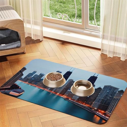 Chicago Print Pet Feeding Mat Dog Mat for Food and Water Bowl Dogs Water Dispenser Mat Dogs Accessories Chicago Print Pet Feeding Mat Dog Mat for Food and Water Bowl Dogs Water Dispenser Mat Dogs Accessories von DUWAA