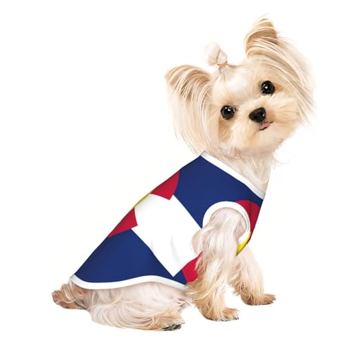 Colorado-Flaggen-Druck, Hunde-Shirt, Sommer, Haustier-T-Shirt, dehnbar, für Katzen, Hunde, ärmelloses Tank-Top, Hundeweste von DUWAA