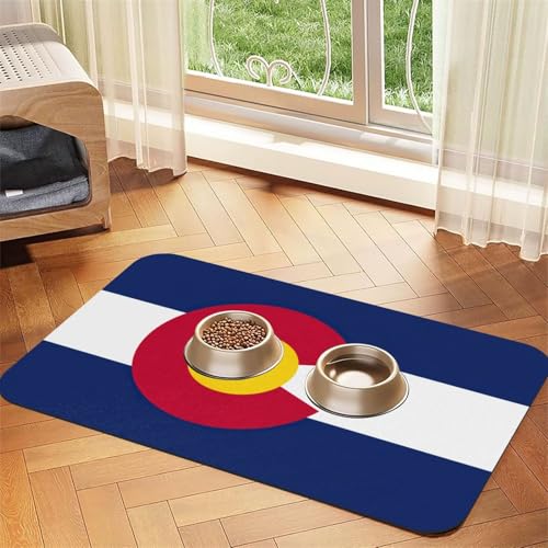 Colorado Hundematte mit Flaggen-Druck, Hundematte für Futter und Wassernapf, Wasserspendermatte, Hundezubehör Colorado Hundematte mit Flaggen-Druck, Hundematte für Futter und Wassernapf, Wasserspendermatte, Hundezubehör von DUWAA