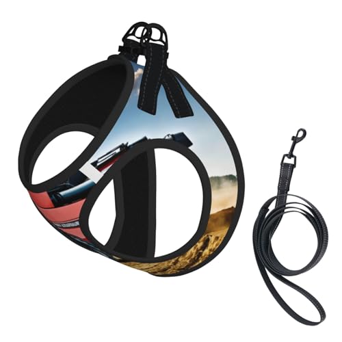 Company Hundegeschirr mit Leine, Motiv: Bauernhof, Traktor-Aufdruck, kein Entkommen, leichtes Gehen, Welpengeschirr für Training und Spaziergang Company Hundegeschirr mit Leine, Motiv: Bauernhof, Traktor-Aufdruck, kein Entkommen, leichtes Gehen, Welpengeschirr für Training und Spaziergang von DUWAA