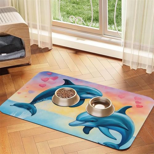 Delfine in Love Print Pet Feeding Mat Dog Mat for Food and Water Bowl Dogs Water Dispenser Mat Dogs Accessories Delfine in Love Print Pet Feeding Mat Dog Mat for Food and Water Bowl Dogs Water Dispenser Mat Dogs Accessories von DUWAA