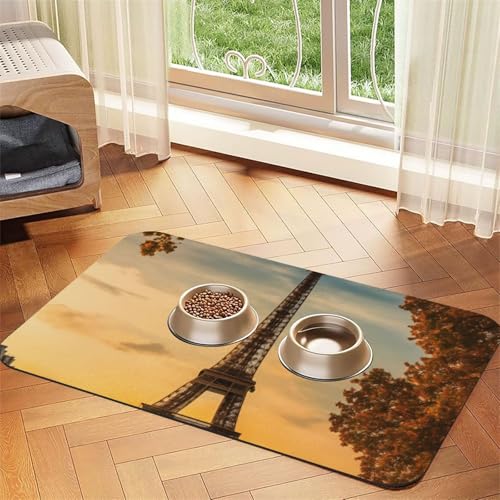 Eiffelturm Paris Herbst Druck Haustier Futtermatte Hundematte für Futter und Wassernapf Hunde Wasserspender Matte Hunde Zubehör Eiffelturm Paris Herbst Druck Haustier Futtermatte Hundematte für Futter und Wassernapf Hunde Wasserspender Matte Hunde Zubehör von DUWAA
