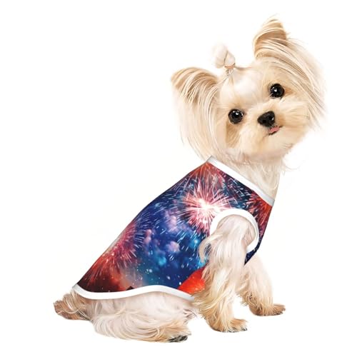 Explosion Firework 3D-Druck Hunde-Shirt, Sommer, Haustier-T-Shirt, dehnbar, Katzen, Hunde, T-Shirt, ärmelloses Tank-Top, Hundeweste von DUWAA