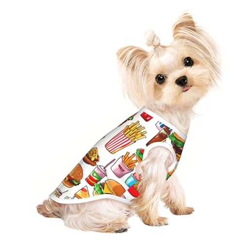 Fast Food Print Hunde-Shirt, Sommer, leicht, weich, atmungsaktiv, dehnbar, für Katzen und Hunde Fast Food Print Hunde-Shirt, Sommer, leicht, weich, atmungsaktiv, dehnbar, für Katzen und Hunde von DUWAA